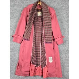 London Towne Women's Pink Trench Coat Plaid Lining Size 12 PET HOOD NOT INCLUDED